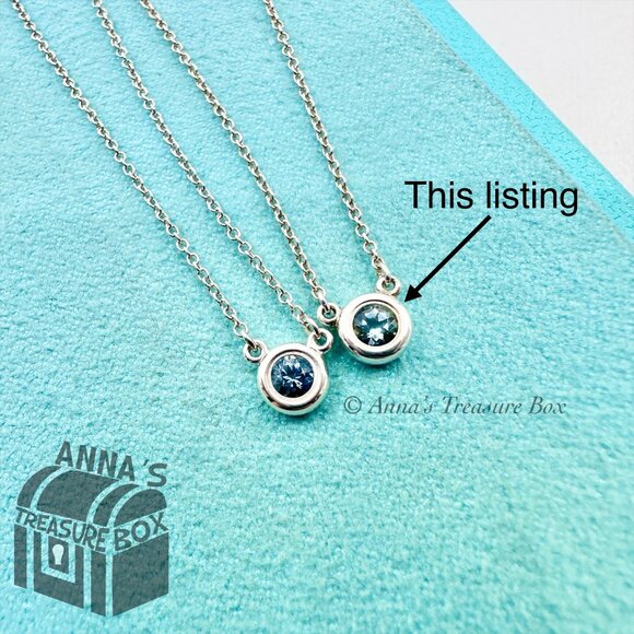 Tiffany & Co. 925 Silver CBTY 0.15 Carat Aquamarine 16" Necklace (bx, pch, rbbn) - Picture 8 of 9